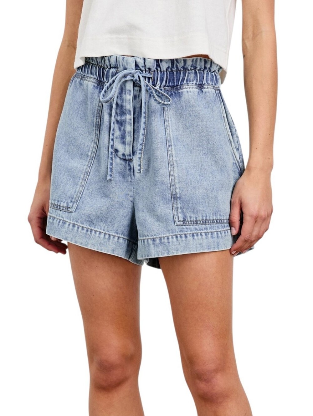 Rails‎ Foster Short Paperbag Waist Drapey Drawstring Faded Indigo High Rise